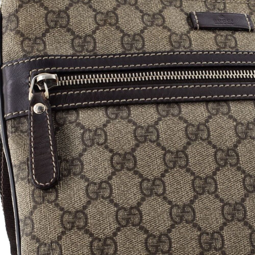 Gucci Front Zip Flat Messenger Bag GG Coated Canvas Medium Brown - Picture 6 of 9